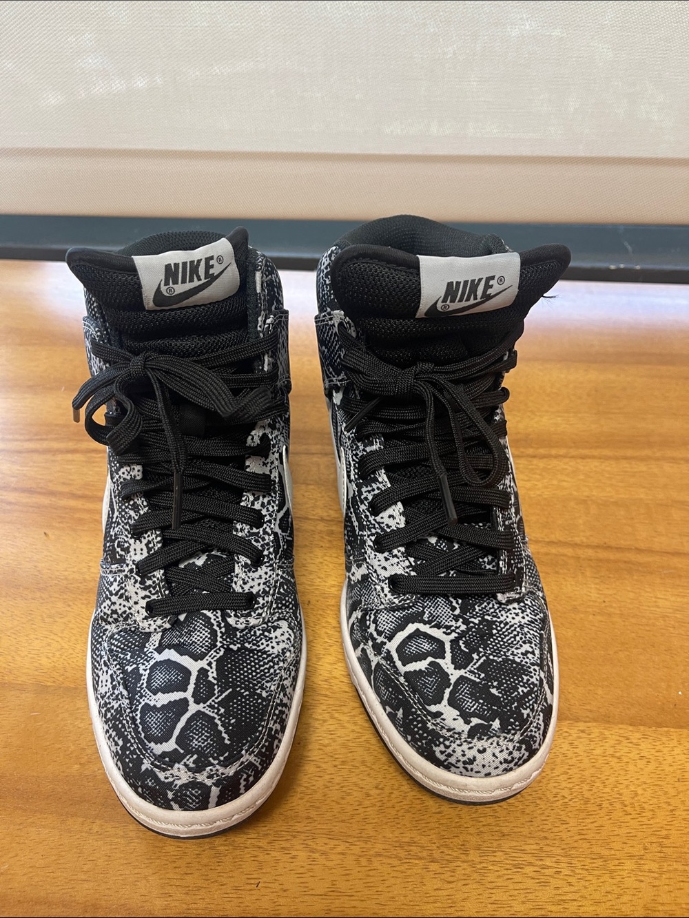 Nike Dunk Sky Hi Black & White Snakeskin High-Top Wedge Sneakers